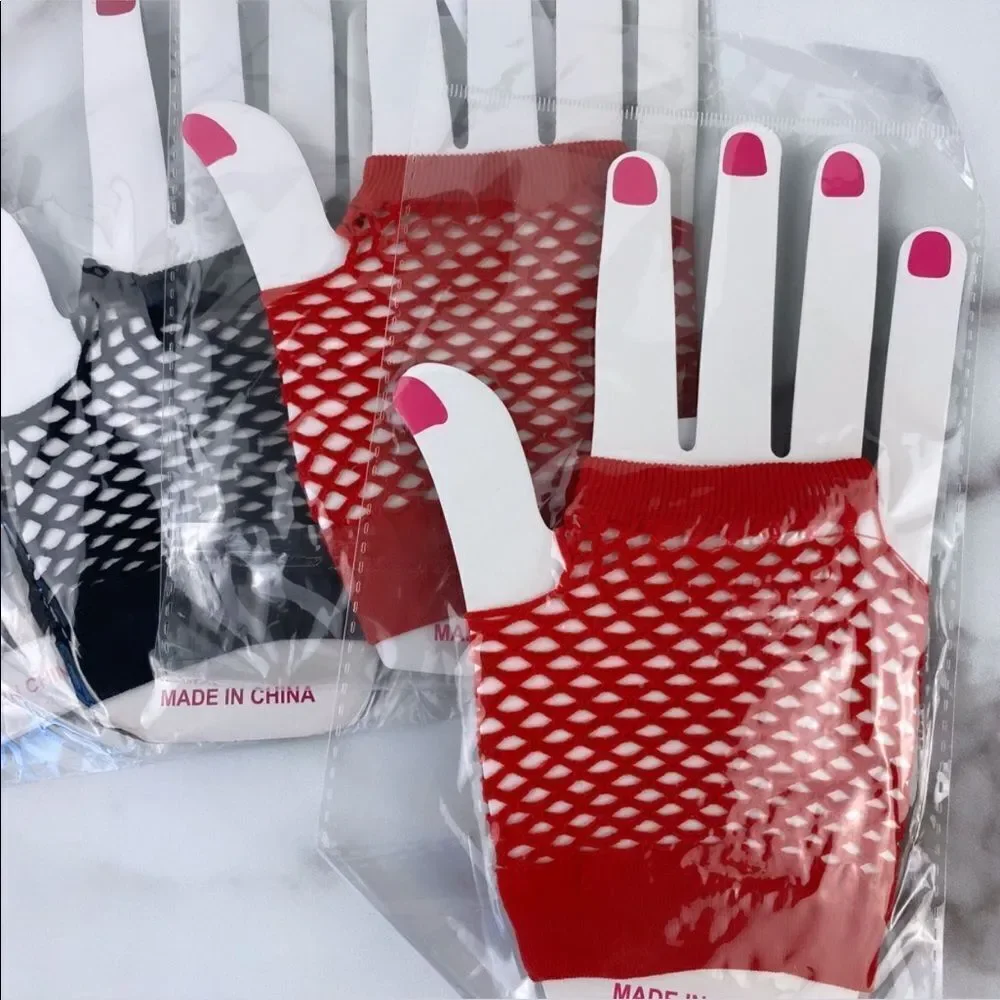 Short Fingerless Fishnet Gloves BLACK